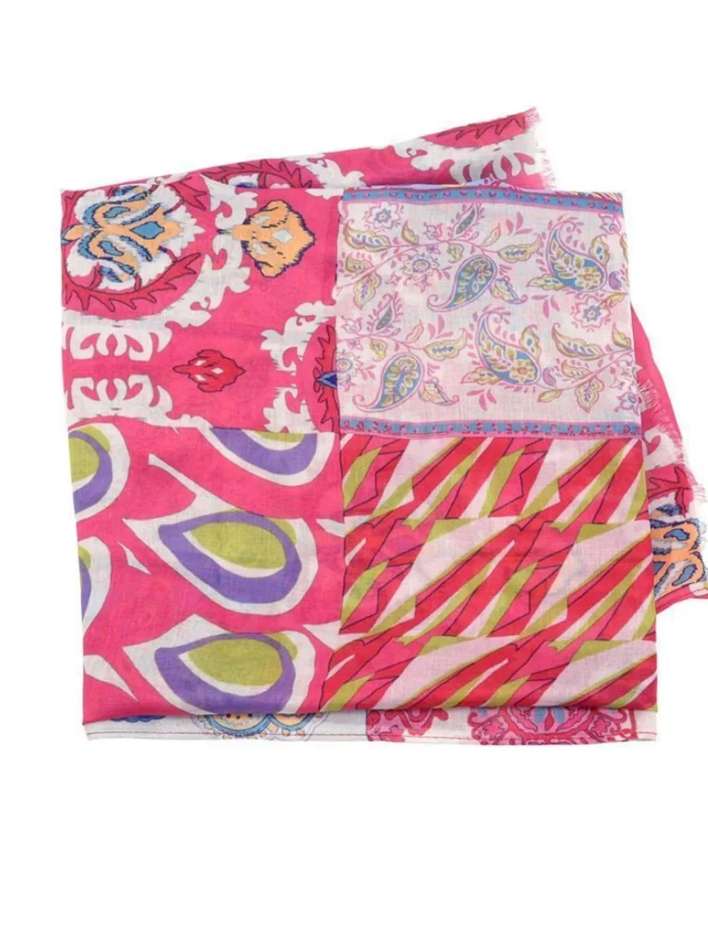 Joy Susan Mixed Paisley Scarf in Pink, Blue & Green Accents